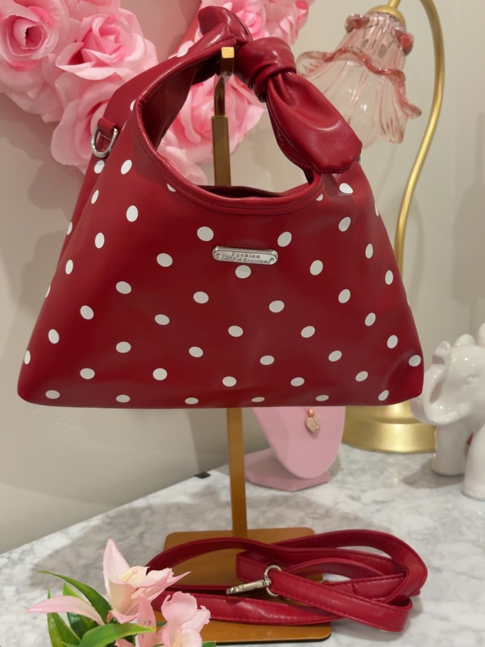 Polka Dot Red Shoulder Bag by Unknown Brand